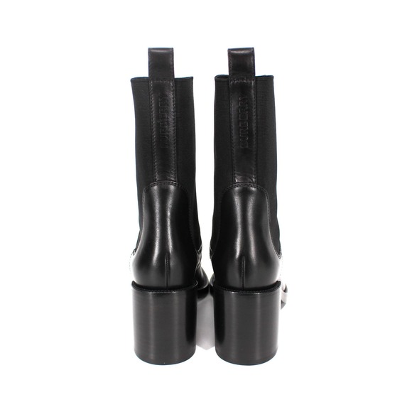 Burberry Lynton Chelsea Black Leather Mid Calf Booties 36.5 NEW Stretch Fabric - Picture 4 of 7